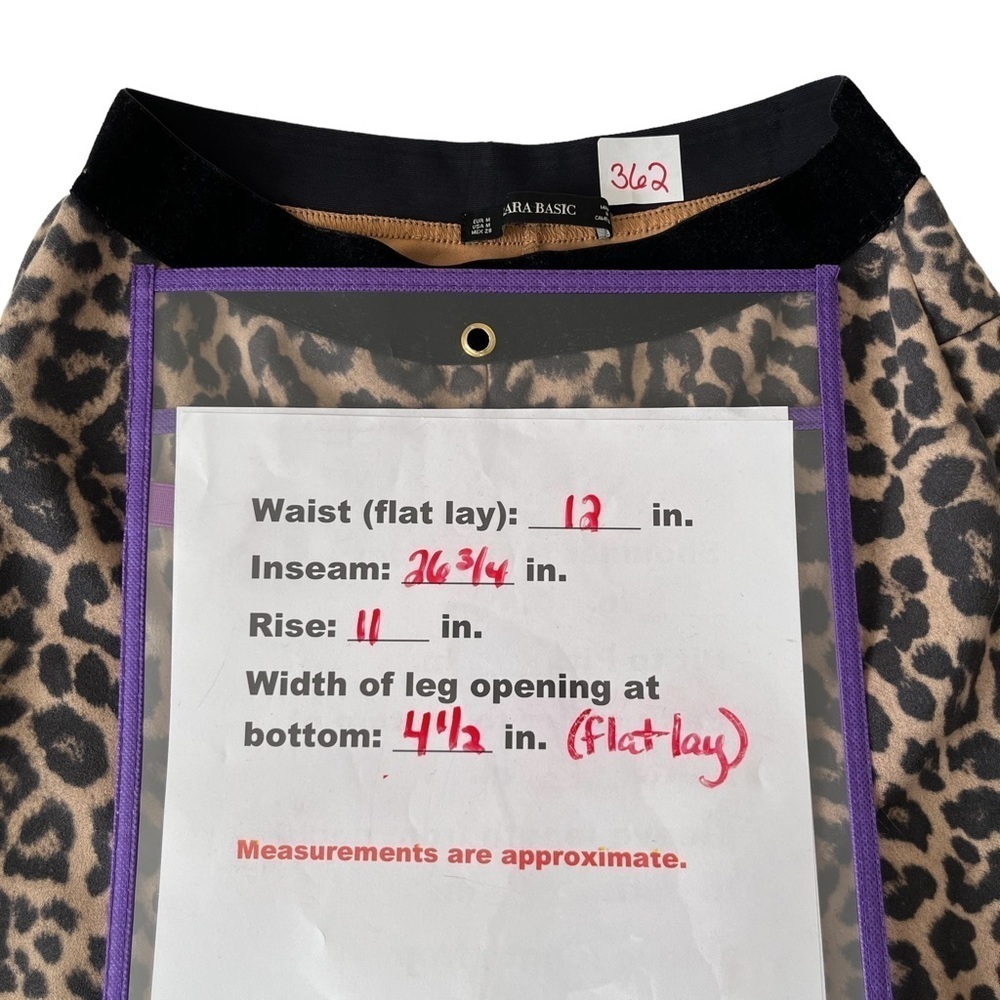 Zara Basic Leopard Print Faux Suede Leggings Size… - image 5